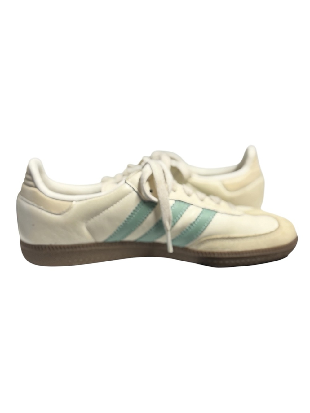 Adidas Samba OG Sneakers in White with Hazy Green Stripes Sz 8 - Picture 3 of 7